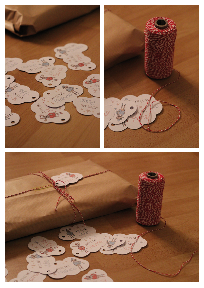emballage_noel1 Cadeau de Noël - papier kraft étiquettes et bakers twine