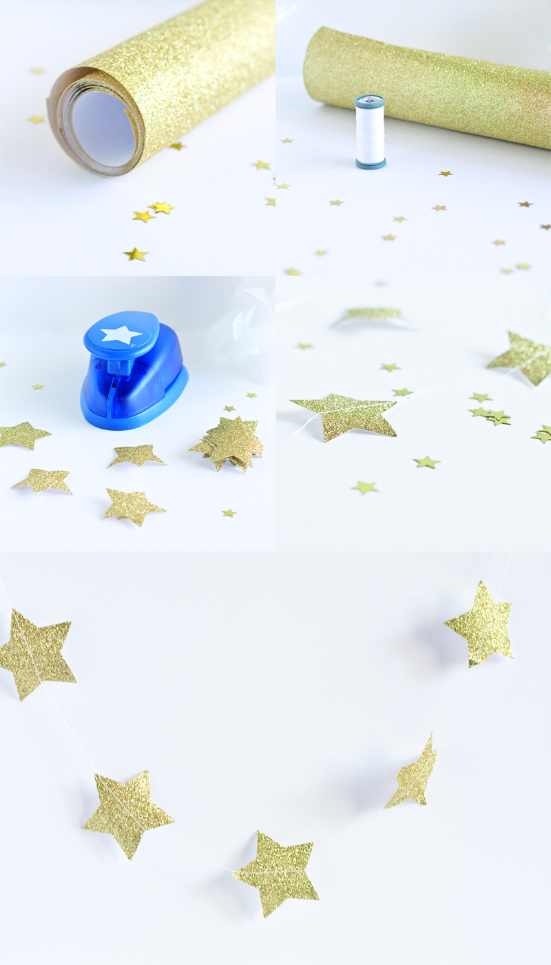 diy guirlande d'étoiles à paillettes - paperboat.fr