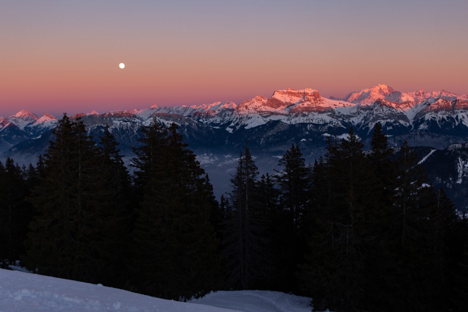 Coucher de soleil Semnoz en Hiver - www.paperboat.fr