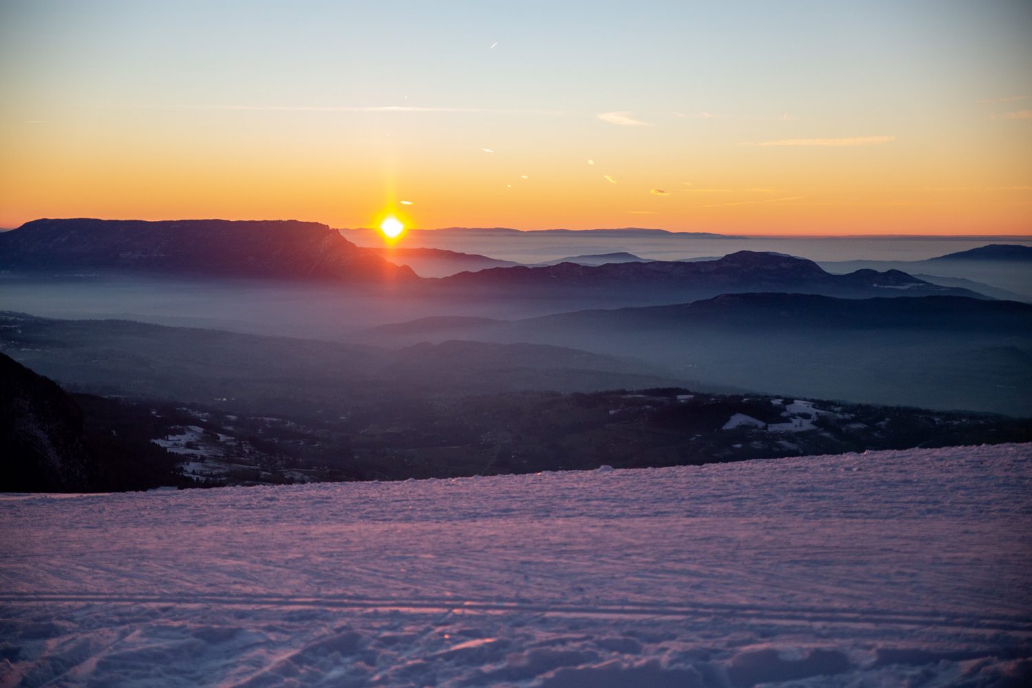 Coucher de soleil Semnoz en Hiver - www.paperboat.fr