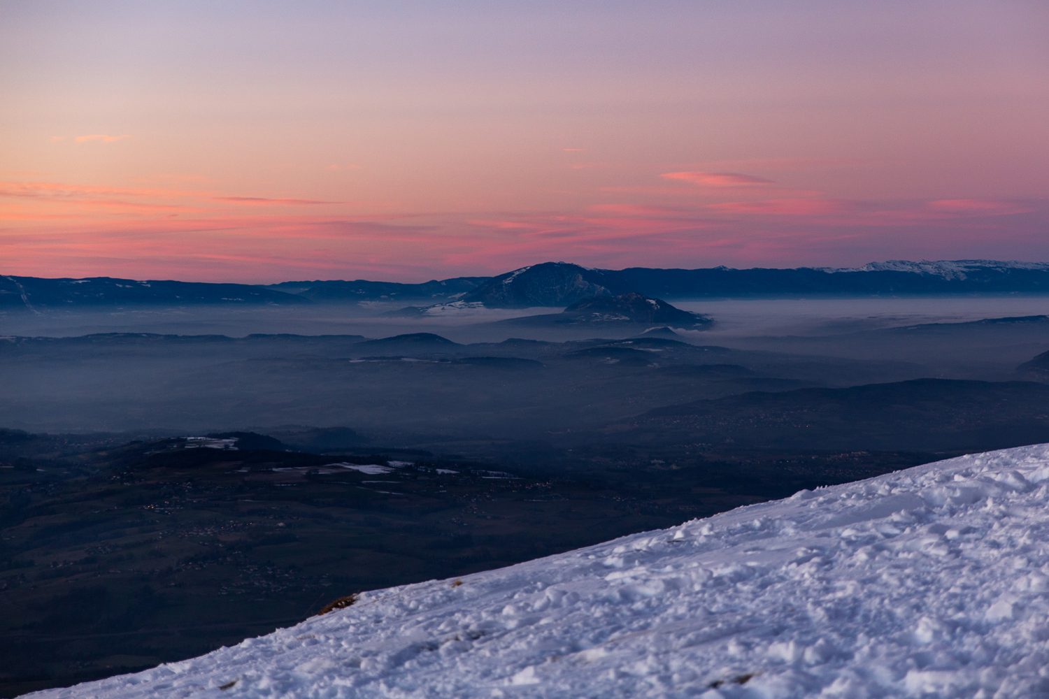 Coucher de soleil Semnoz en Hiver - www.paperboat.fr